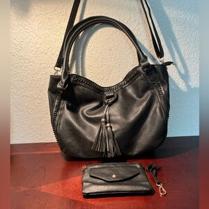 Chic Black Crossbody Bag with Tassel Detail